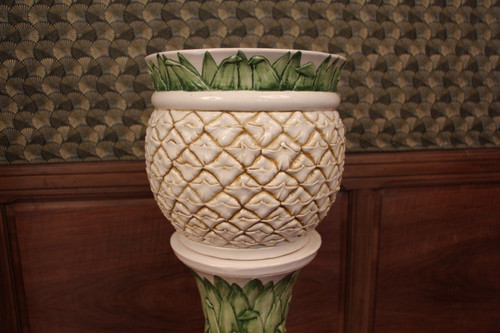 Colonne Avec Son Cache Pot En Faïence , Modèle Ananas
