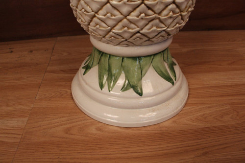 Colonne Avec Son Cache Pot En Faïence , Modèle Ananas