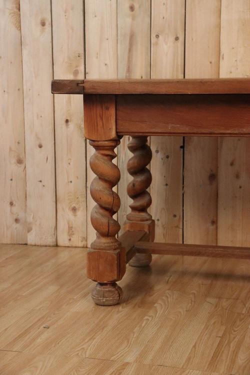 Grande Table De Ferme Pieds Torsadé