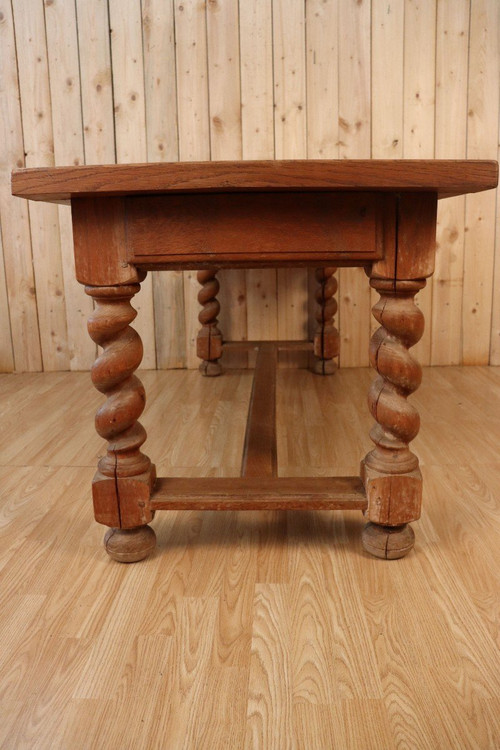 Grande Table De Ferme Pieds Torsadé