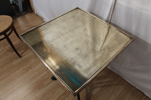 Table Bistrot Début XXème , Plateau En Laiton