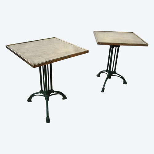 Table Bistrot Début XXème , Plateau En Laiton