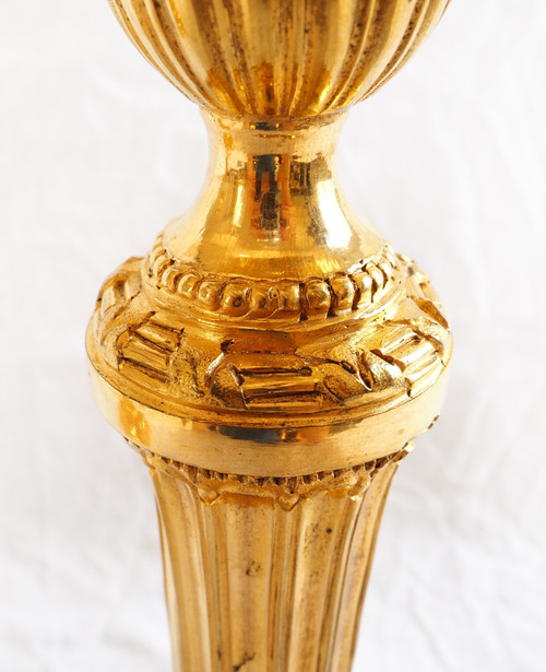 Pair of important Louis XVI ormolu candlesticks - 30cm