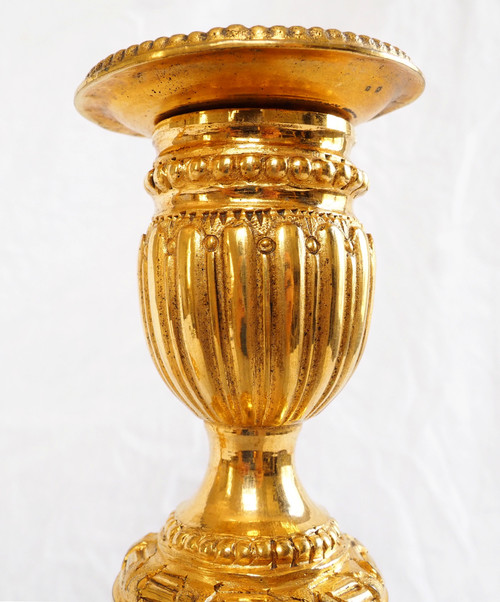 Pair of important Louis XVI ormolu candlesticks - 30cm