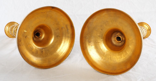 Pair of important Louis XVI ormolu candlesticks - 30cm