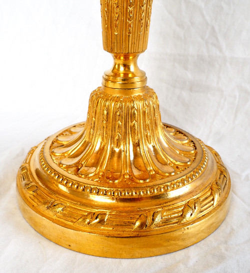 Pair of important Louis XVI ormolu candlesticks - 30cm