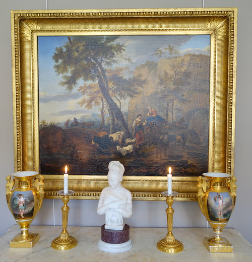 Pair of important Louis XVI ormolu candlesticks - 30cm
