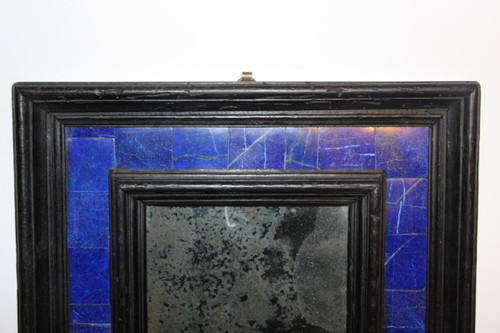 Petit Miroir En Bois Noirci En Lapis Lazuli