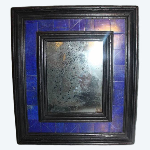 Petit Miroir En Bois Noirci En Lapis Lazuli
