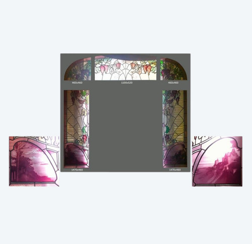 Triple Layer Acid Etched Stained Glass Set, Gruber