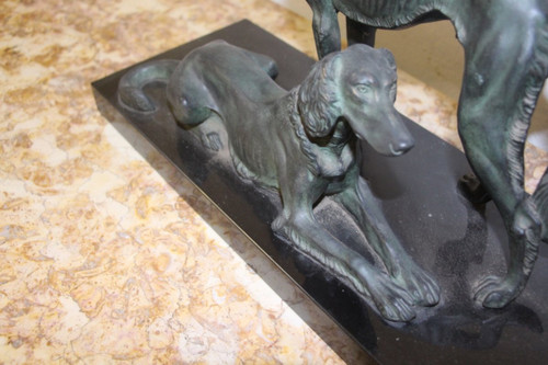 Bronzo con levrieri Art Déco 