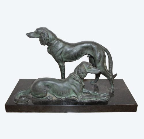 Bronzo con levrieri Art Déco 
