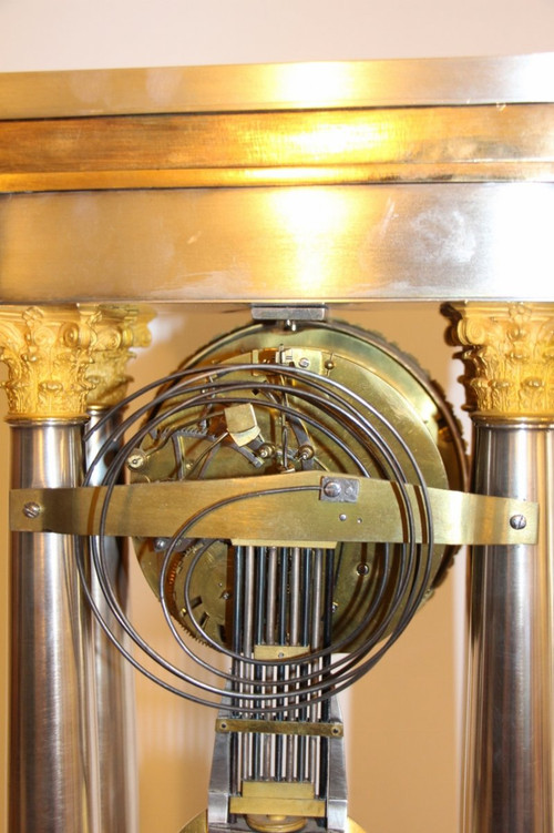 Empire Period Clock In Sterling Silver And Gilt Bronze