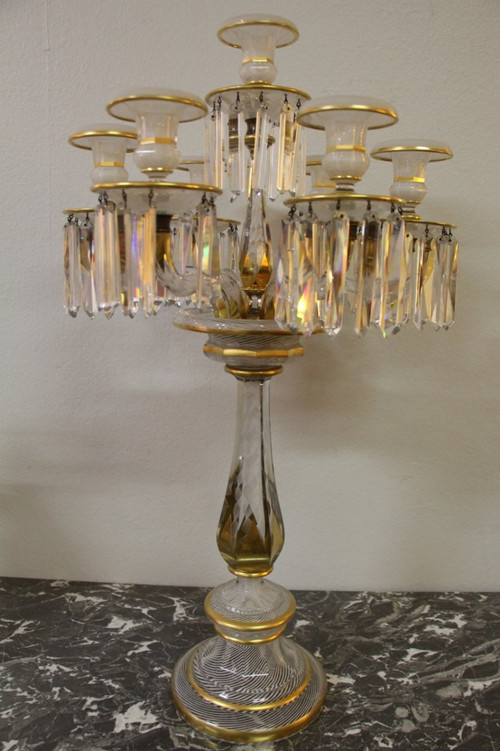 Exceptional Baccarat Crystal Candelabra With Latticini Decor