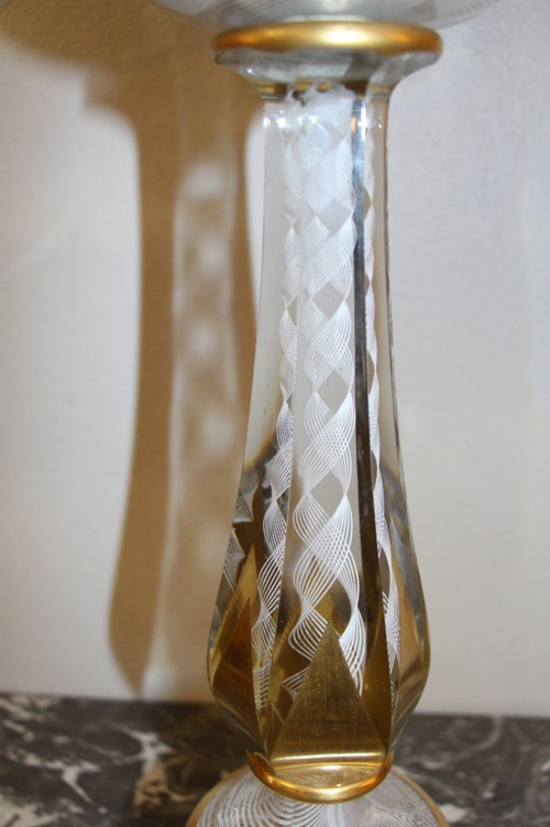 Exceptional Baccarat Crystal Candelabra With Latticini Decor