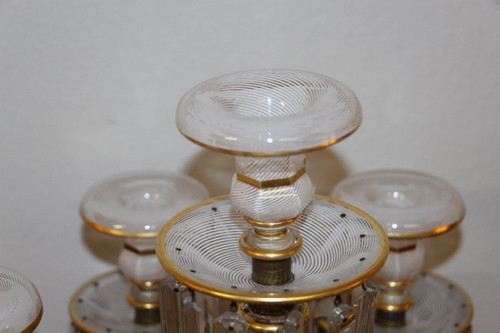 Exceptional Baccarat Crystal Candelabra With Latticini Decor