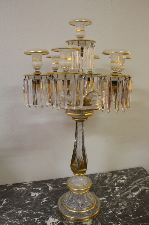 Exceptional Baccarat Crystal Candelabra With Latticini Decor