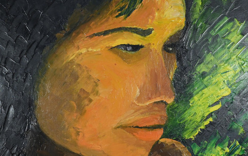 Grande olio su tela "La Tahitienne" firmato Morillon - 1985