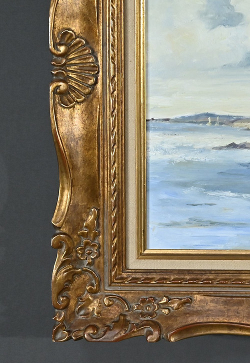Peinture Marine « Littoral Breton » signée Marijane le Goaster – 1985