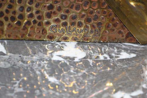 Art Nouveau Period Frame In Repoussé Copper Signed De Guillaumont