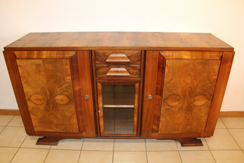 Credenza in radica di noce anni '50, timbrata