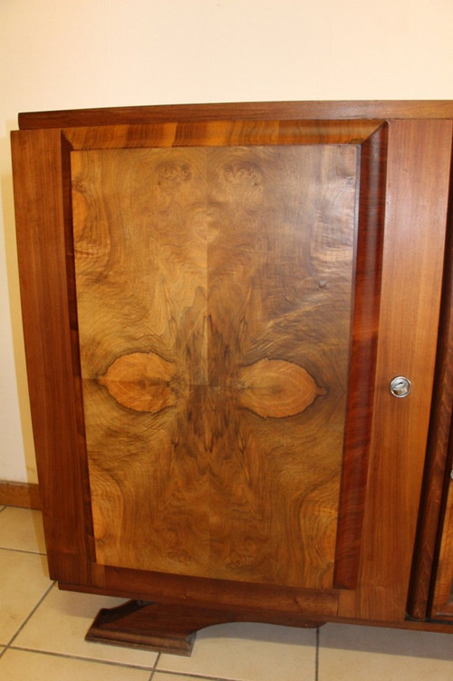 Credenza in radica di noce anni '50, timbrata