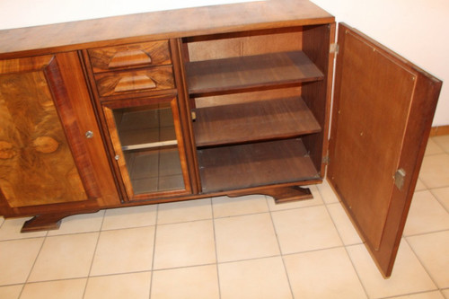 Credenza in radica di noce anni '50, timbrata