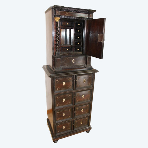Cabinet XVIIeme En Palissandre Et Filet d'étain