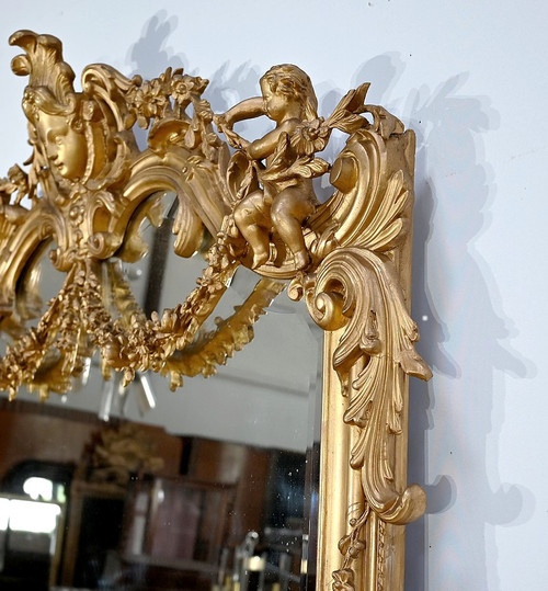 Grande specchio in stile Luigi XIV - Luigi XV, periodo Napoleone III - Metà del XIX secolo