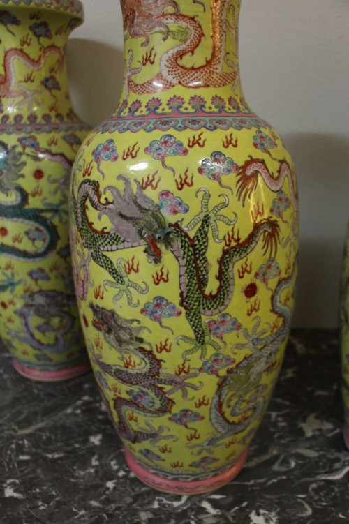 Suite Of Four Large Porcelain Vases , China Early XXth Century