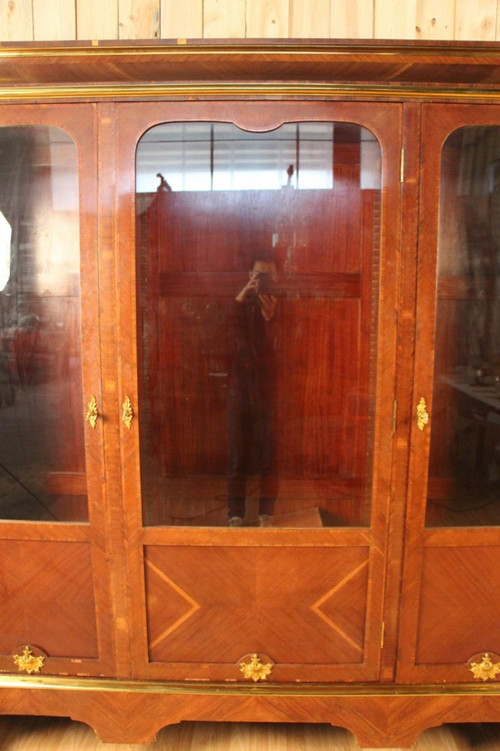 Grande libreria in bronzo dorato e impiallacciato, XIX secolo