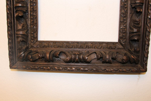 Cadre XVIIeme En Chene Sculpté De Feuilles d'Acanthe