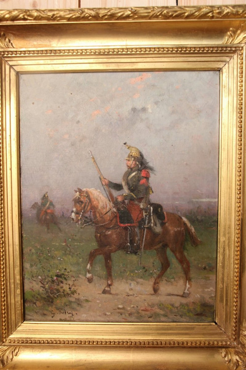 Olio su tela di Gustave Oudry "il drago a cavallo"