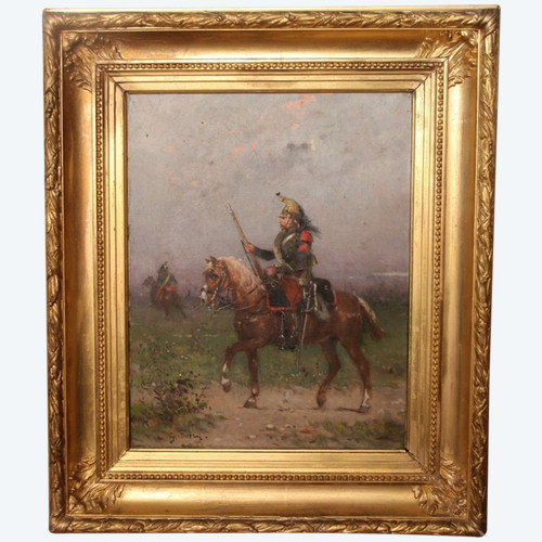 Olio su tela di Gustave Oudry "il drago a cavallo"
