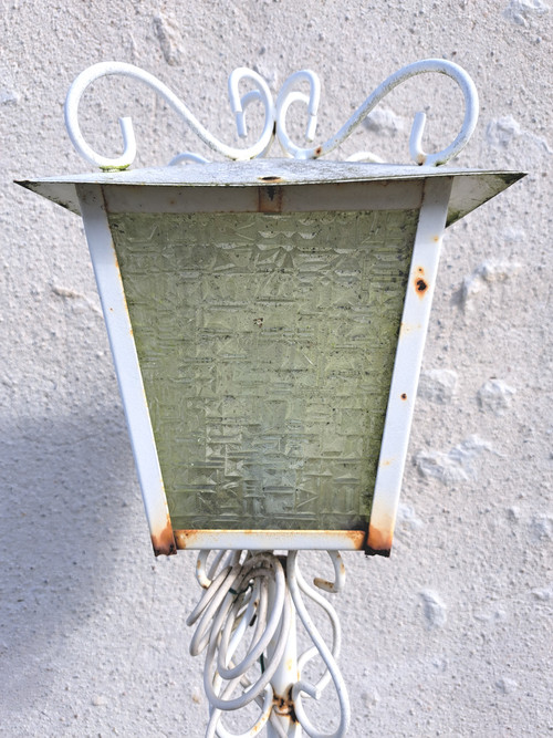 70's wrought iron floor lamp for outdoor garden furniture