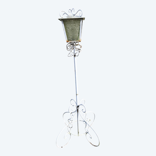 70's wrought iron floor lamp for outdoor garden furniture