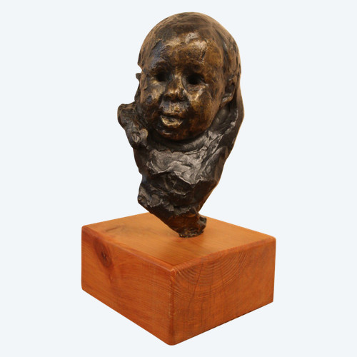Victor Prouvé: Child's Head in Bronze, Old Jean Prouvé Collection, published in 8 copies