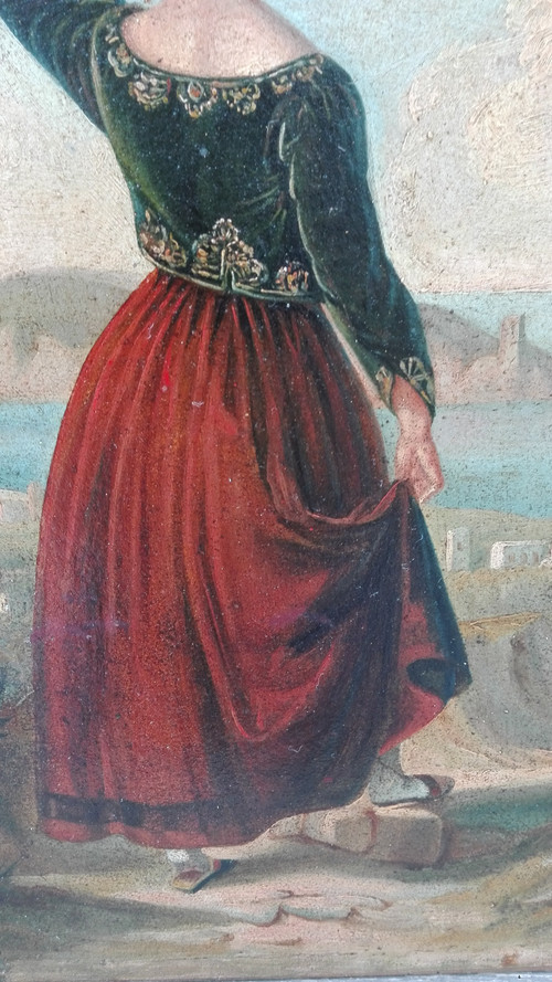 Femme Chypriote  XIXe siècle huile sur papier vue du site Kyriana