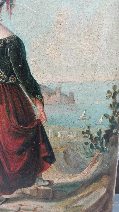 Femme Chypriote  XIXe siècle huile sur papier vue du site Kyriana