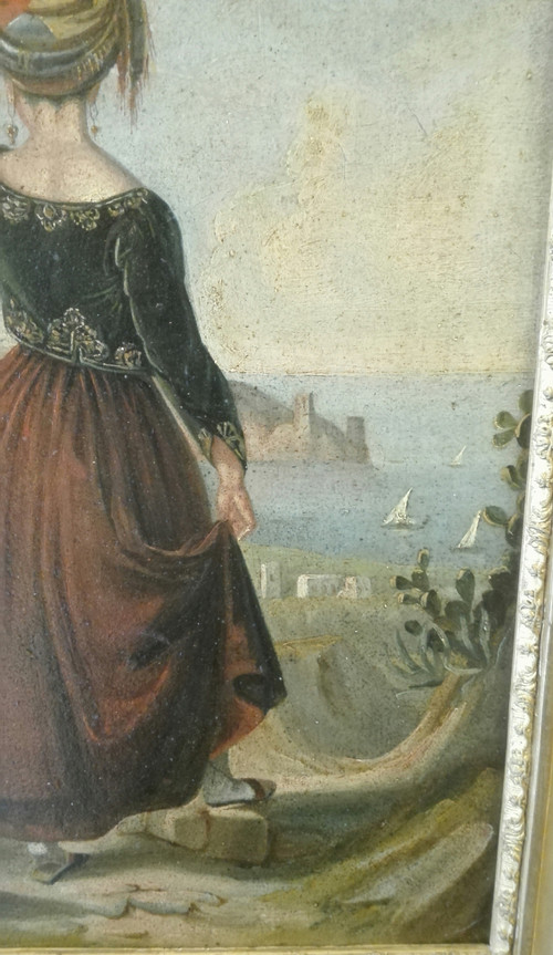 Femme Chypriote  XIXe siècle huile sur papier vue du site Kyriana