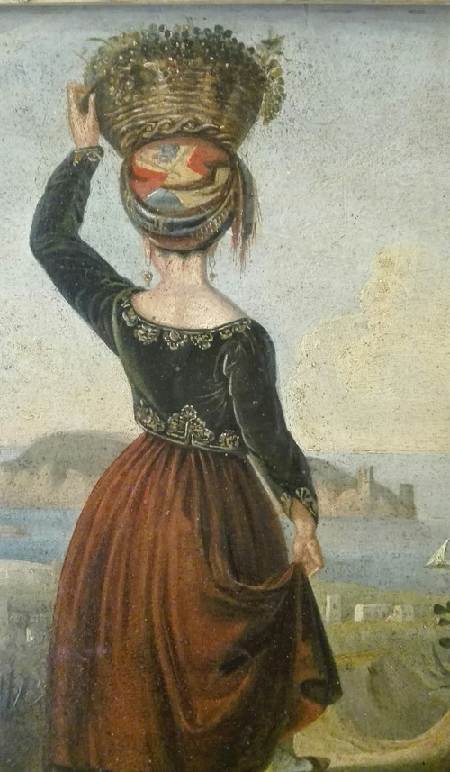 Femme Chypriote  XIXe siècle huile sur papier vue du site Kyriana
