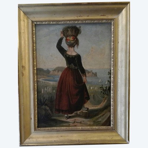 Femme Chypriote  XIXe siècle huile sur papier vue du site Kyriana