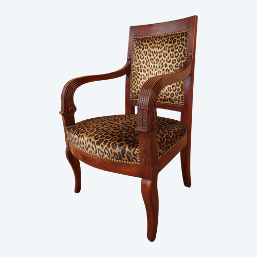 Fauteuil époque empire En Acajou