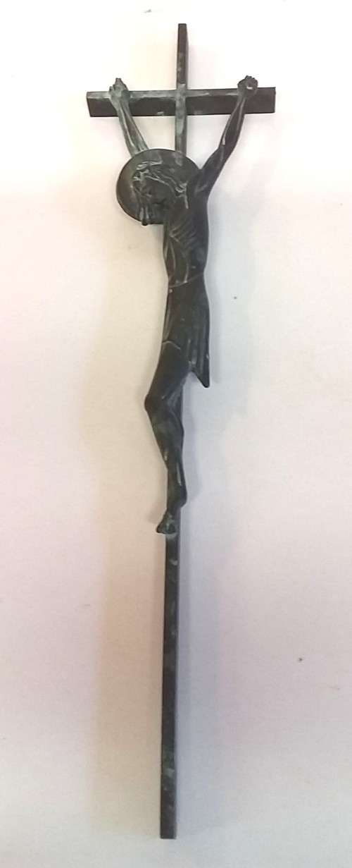 Christ on cross in bronze early 20th century