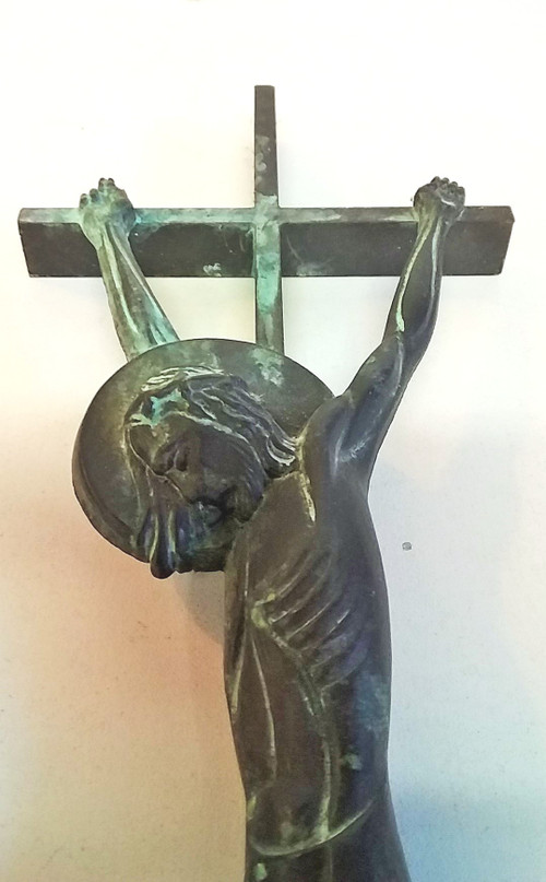 Christ on cross in bronze early 20th century