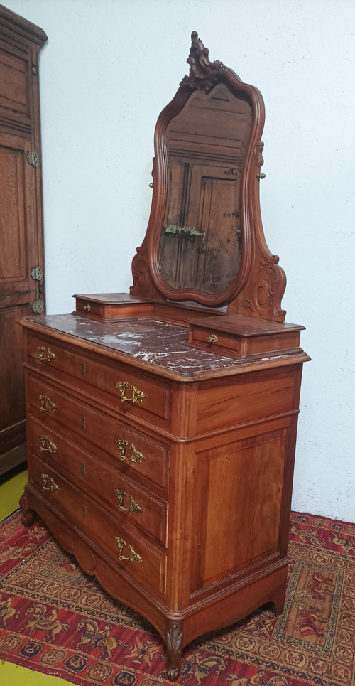 Frisierkommode Louis XV aus Nussbaumholz