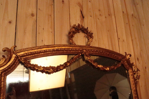 Grande specchio dorato del XIX secolo in stile Napoleone III alto 217 cm