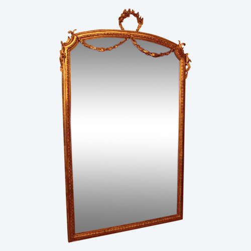 Grande specchio dorato del XIX secolo in stile Napoleone III alto 217 cm