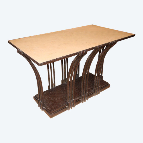 Table Basse Ou Console En Fer Forgé Art Déco Attribué A Edgar Brandt