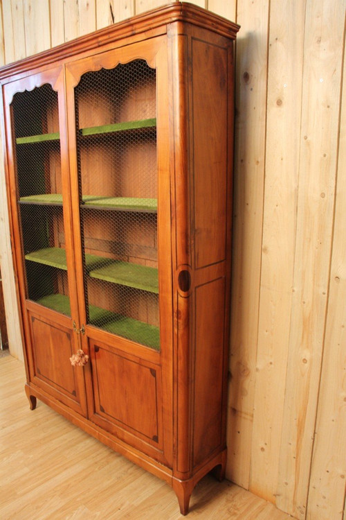 Bibliothèque Grillagé En Merisier XIXeme